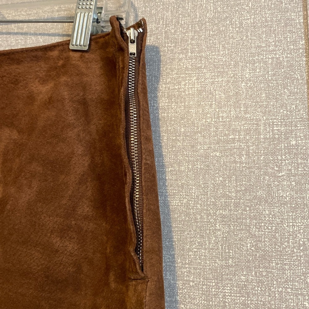 Vintage Newport News Brown Pencil Leather Mini Skirt - Picture 4 of 5